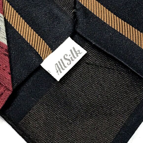 Beau Brummell Ties 2 Vtg Slim Skinny Striped Silk Rayon Red Brown Vegas Preppy - Picture 8 of 12